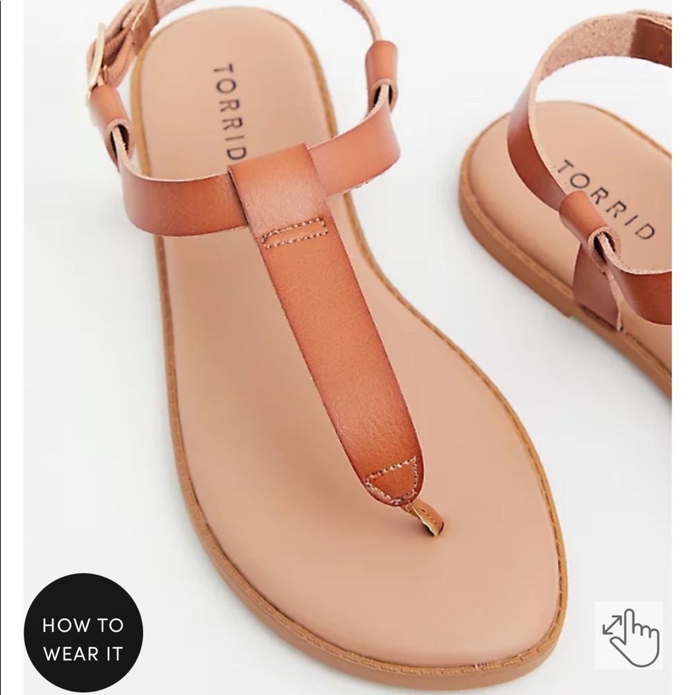 Torrid Cognac Faux Leather T-Strap Sandal